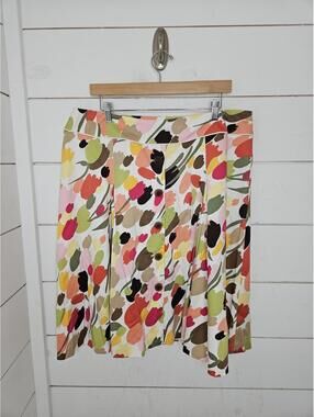 Talbots Size 16W White with multicolors midi skirt